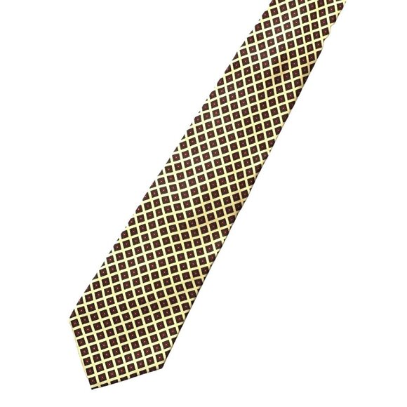 Vintage Polo by Ralph Lauren Tie USA Handmade 100% Silk Gold Red Green Geometric - Picture 1 of 6